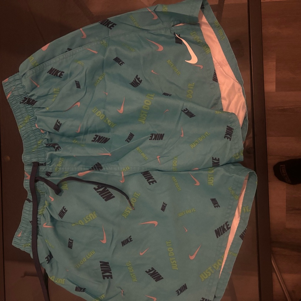 Nike Teal Swim Shorts with Logo Print